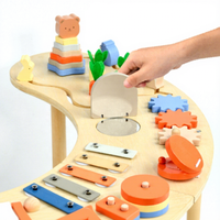 Table d'activités Montessori en bois pour tout-petits, centre de jeu sensoriel en forme de lune, cadeau éducatif d'anniversaire pour enfants