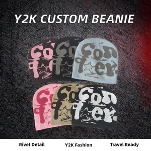 Gorros Personalizados de Spandex/Algodón Estilo Y2K, Gorros con Forro de Satén, Diseño de Letras de Dibujos Animados Hechas a Mano, Camuflaje, Personajes, Viajes - Product Image 2