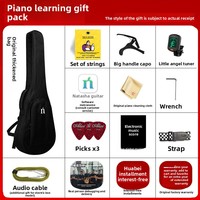 Gitar Akustik Natasha Premium Serat Karbon Senar Baja 38-Inci dengan Peg Tuning Tipe Tertutup untuk Musisi Folk Pemula
