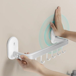 Simple Style Towel Rack 2 Bars Suction Cup Wall Mounted Bathroom Storage Organizer Shelf - Product Image 4
