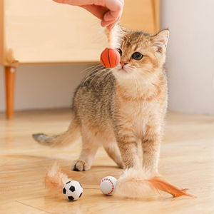 Pelota Elástica con Plumas para Gatos, Juguete Interactivo para Gatitos, Alivia el Estrés, con Catnip, Suministros para Gatos - Product Image 1