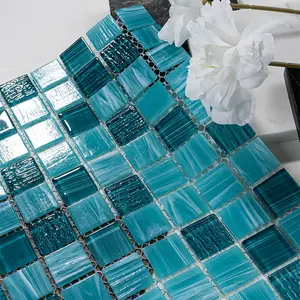 China Manufacturer Mediterranean SEA Blue Glass Tile Swimming Pool Mosaic Tile