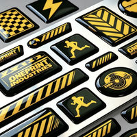 Autocollant 3D personnalisé en époxy, étanche, adhésif, écologique, durable, étiquette d'avertissement de sécurité jaune et noir, avertissement de danger pour bougies