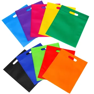 Embalaje de regalo ecológico, bolsa no tejida para compras, Multicolor, Corte D, promoción con logotipo