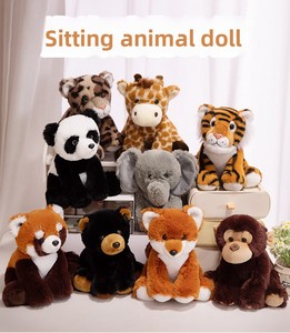 En gros Animaux en peluche grandeur nature assis : Éléphant, Grenouille, Girafe, Vache, Tigre, Panda, Singe - Product Image 3