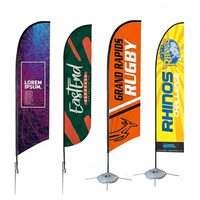 Bannière promotionnelle imprimée extérieure de restaurant publicité d'affaires bannières de drapeau de plage de plume annonçant la coutume