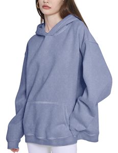 Automne hommes pur lavage à l'acide sweats à capuche personnalisés solide coton mélangé basiques avec un design unique en gros basiques sweats à capuche - Product Image 4