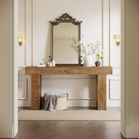 Table console rustique en bois massif avec pieds creux, table d'entrée, table de couloir, table de canapé en bois pour hall d'entrée, salon, mobilier de maison