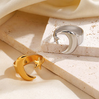 Mode européenne et américaine, simplicité populaire, bague lune et étoile, style ethnique personnalisé, motif étoile et lune