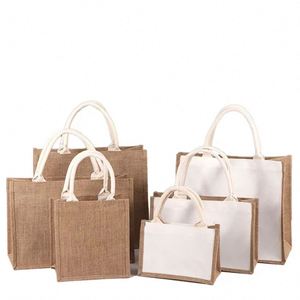 กระเป๋าผ้ากระสอบพิมพ์โลโก้ตามสั่ง กระเป๋าเป้สะพายหลังสำหรับช้อปปิ้ง ทำจากผ้ากระสอบธรรมชาติ พร้อมหูหิ้ว สำหรับใช้ในการส่งเสริมการขาย - Product Image 4