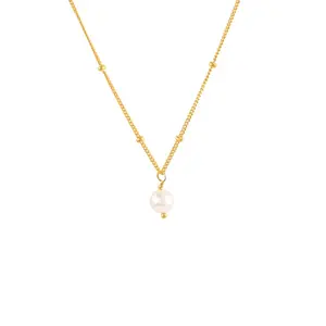 Women 18k Gold plated Layering Chain Choker Jewelry 925 sterling silver Dainty Freshwater Pearl Necklace