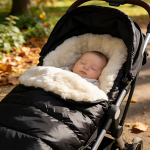 Couverture de poussette pour bébé 100% peau de mouton naturelle, imperméable, coupe-vent, doublure chaude en peau d'agneau, sac de couchage pour nourrisson et tout-petit, pour l'extérieur - Product Image 2