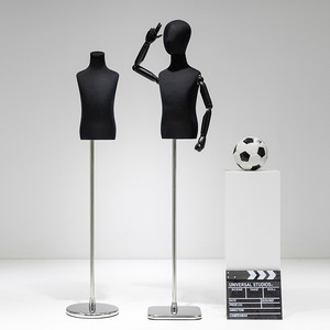 Manichino Mezzo Busto per Esposizione Abbigliamento Bambini, Espositore Nero in Lino per Bambini e Bambine, per Vetrina - Product Image 5