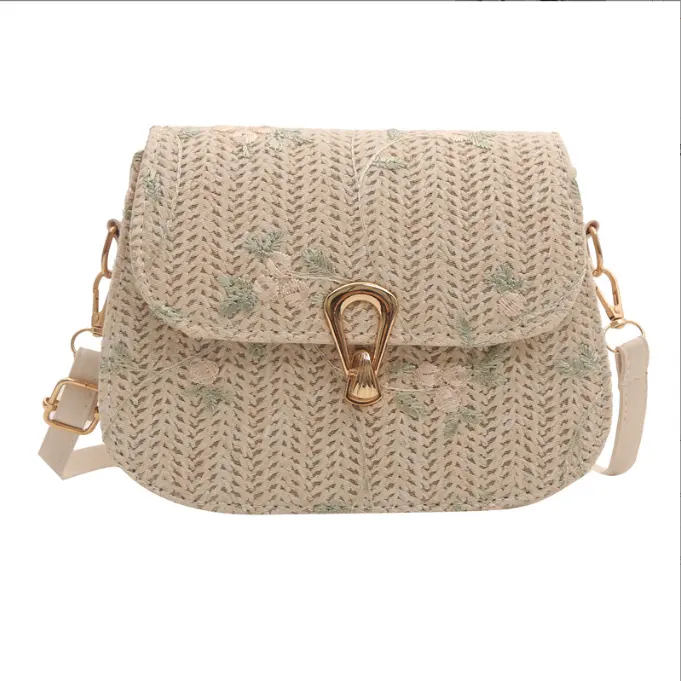 Лидер продаж, повседневная минималистская элегантная новая популярная Соломенная женская сумка через плечо, модная кружевная плетеная Сумка с цветами
