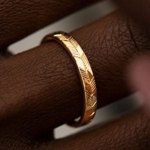 Custom logo Engraved 14k Rose Gold Plated Wedding 925 Sterling <strong>Silver</strong> Women Abstract <strong>Feather</strong> Engraving Small Band <strong>Ring</strong> - Product Image 4