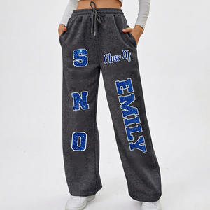 Pantalon de jogging décontracté en molleton respirant à taille mi-haute avec cordon de serrage pour la promotion senior 2026 – Collection Hiver - Product Image 1