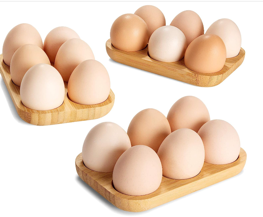 Mini Bamboo wood Egg Tray Set  18 Holes   3 small Racks Premium Rustic  Holder For Deviled  Usable in Kitchen