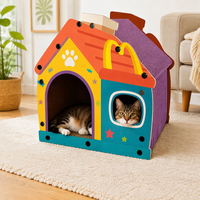 Maison pour animaux de compagnie en carton imprimé sur mesure en gros avec poignée, abri pliable en papier pour chien de petite taille pour jouer et dormir