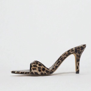 Sandalias de Tacón Alto con Estampado de Leopardo y Punta en Pico para Mujer, con Correa en el Tobillo, Elegantes y a la Moda, Color Marrón - Product Image 3