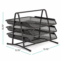 Mesh Collection Apilable File Holder Organizador de escritorio negro Bandeja de papel con organizador de archivos de escritorio de 3 niveles