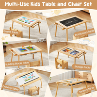 Blocs de construction en bois pour enfants Table sensorielle Table d'activité et ensemble de chaises en bois pour enfants