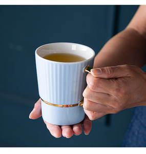 European-style <b>tea</b> <b>set</b>, high-end gift for the living room, gold-painted ceramic water <b>set</b>, <b>cup</b> <b>set</b>, <b>cup</b> handle and tray - Product Image 6