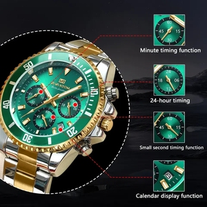 Orologio da <span class=keywords><strong>Uomo</strong></span> VA VA VOOM 2761 Multifunzionale alla Moda con Quadrante Verde Oro in Acciaio Inossidabile 3Bar - Product Image 3