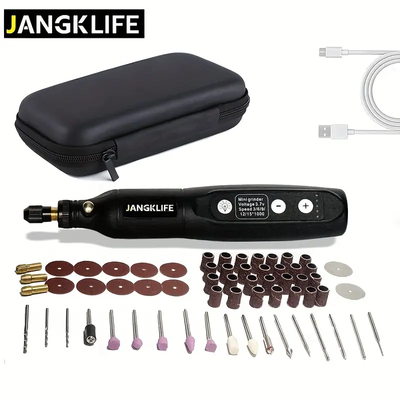 JANGKLIF EMini 5-ступенчатая электрическая шлифовальная машина Беспроводная Электроинструмент DIY с 60 + аксессуарами
