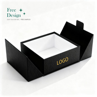 Boîte cadeau en carton écologique de luxe imperméable réutilisable à fermeture magnétique noire mate à double porte pour l'emballage de cosmétiques et de vêtements