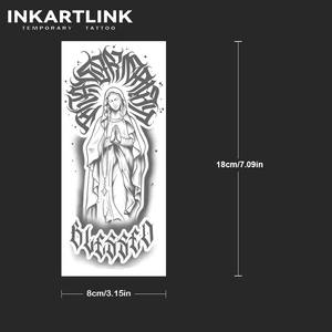 INKARTLINK Autocollant de tatouage Vierge Marie, lettrage bénit, halo gothique, esthétique religieuse, à base de plantes, 15 jours, fournitures en gros - Product Image 4