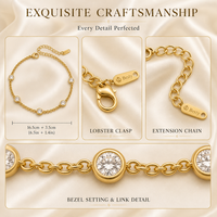Bracelet chaîne à perles en zircon en acier inoxydable 316L plaqué or 18 carats, tendance, pour femme, étanche, hypoallergénique, résistant au ternissement