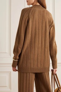 Conjunto de Invierno Elegante de Dos Piezas, Top y Pantalones, Suéter de Lana y Cachemira de Lujo para Mujer, Pantalones Holgados, Chaqueta de Punto Acanalado, Talla Grande - Product Image 2