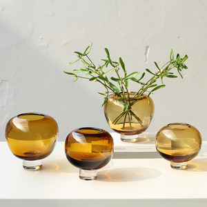 <span class=keywords><strong>Vase</strong></span> en verre brun glacé de luxe moderne Dwax, <span class=keywords><strong>vase</strong></span> de table pour mariage, décoration de salon, arrangements de salle à manger - Product Image 5