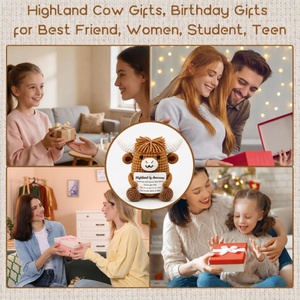 Regalos de Ganchillo de Vaca de las Tierras Altas, Regalo de Cumpleaños o Graduación para Ella y Él, Alivio del Estrés, Apoyo Emocional, Decoración de Escritorio - Product Image 6