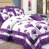 Parure de lit de luxe 6 pièces imprimée tissée moderne à motif végétal, ourlée, de qualité supérieure, en coton biologique, durable et respirante, pour mariage