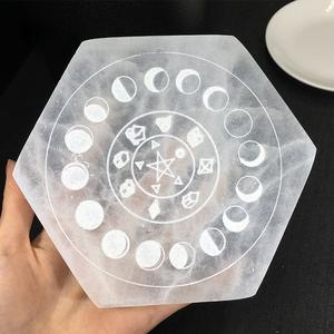 Piedra de yeso en bruto, adorno de pentagrama lunar trifásico, arenado, decoración para el hogar, piedra de venta caliente transfronteriza - Product Image 1