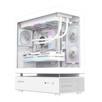 Boîtier PC Gamer GAMEMAX N80 WH Full Tower ATX avec ventilateur, design modulaire détachable, couverture à 270°, 6 ventilateurs ARGB, verre incurvé, alimentation ATX