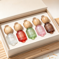 Flacons compte-gouttes en verre givré de luxe de 10 ml avec boîte cadeau haut de gamme sérigraphiée pour ensemble d'huiles essentielles et de soins de la peau