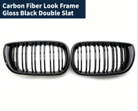 Pour BMW Série 3 E46 02-05, calandre avant en fibre de carbone chromée noire brillante, garniture de remplacement de calandre avant, accessoire