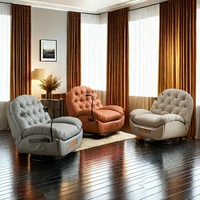 Meubles de salon de loisirs confortables fauteuil inclinable pivotant en cuir de vachette écologique