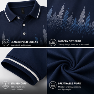 <b>Polo</b> <b>City</b> <b>Shirts</b> <b>Men</b> 92% Polyester 8% Spandex Breathable Lightweight Urban Golf <b>Polo</b> Custom Logo OEM ODM Wholesale - Product Image 3