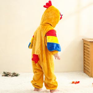 Michley 2025 100% alta calidad franela amarillo loro pollo bebé niños ropa de casa mamelucos con orejas 3D y bolsillos de cola - Product Image 6