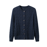 Hersteller-OEM Weiche Baumwolle Kaschmir Acryl Strickoberteil Klassische Zopfmuster-Strickjacke Modische Lässige Slim-Fit Damenpullover