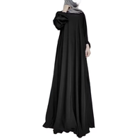Robe longue décontractée pour femmes musulmanes Col en O Longueur au sol Abaya Robe unie grande taille Manches bouffantes Robe arabe du Moyen-Orient