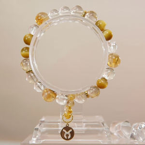 Gelang manik-manik batu alami kualitas tinggi gelang kuarsa uang tali elastis sesuai pesanan gelang horoskop kristal obat - Product Image 2