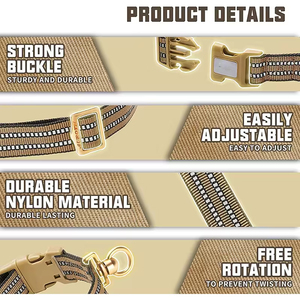 Tali kekang anjing besar reflektif, Set kalung anjing taktis Logo kustom jumlah tinggi, tali kekang latihan anjing dapat disesuaikan - Product Image 6