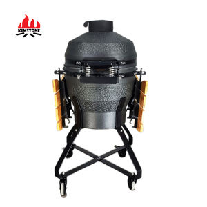 Four à rôtir en céramique KIMSTONE, fabricant, 18 pouces, Kamado, gris, glaçure mousse, barbecue, rôtisserie, poulet, Caja China - Product Image 4