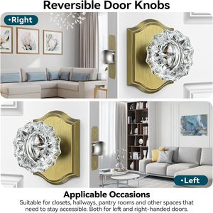 Poignée de porte en verre Calzibeno, laiton antique, cristal, design vintage, poignée de porte intérieure, installation facile - Product Image 5