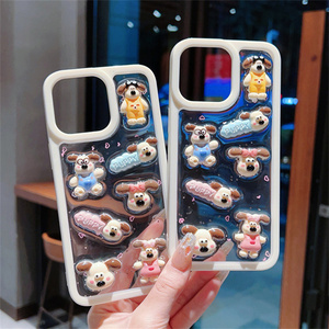 Coque de téléphone portable motif chiot de dessin animé et chien avec nœud pour iPhone 17 Air 16 15 14 13 Pro Max, motif chat KT, en résine 3D, mignonne, DIY, étoiles, amour, coque arrière - Product Image 1