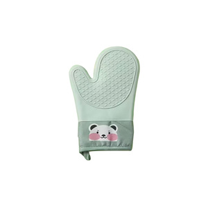 Oven Mitts Thickened Silicone Heat Resistant <b>Green</b> Bear Cartoon Design For Baking <b>Microwave</b> Oven Use - Product Image 5